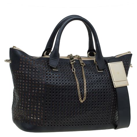 chloe baylee bag perforated|Chloe Baylee Perforated Leather Tote .